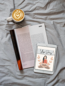 Yoga Diary Mock up Bed and Coffee