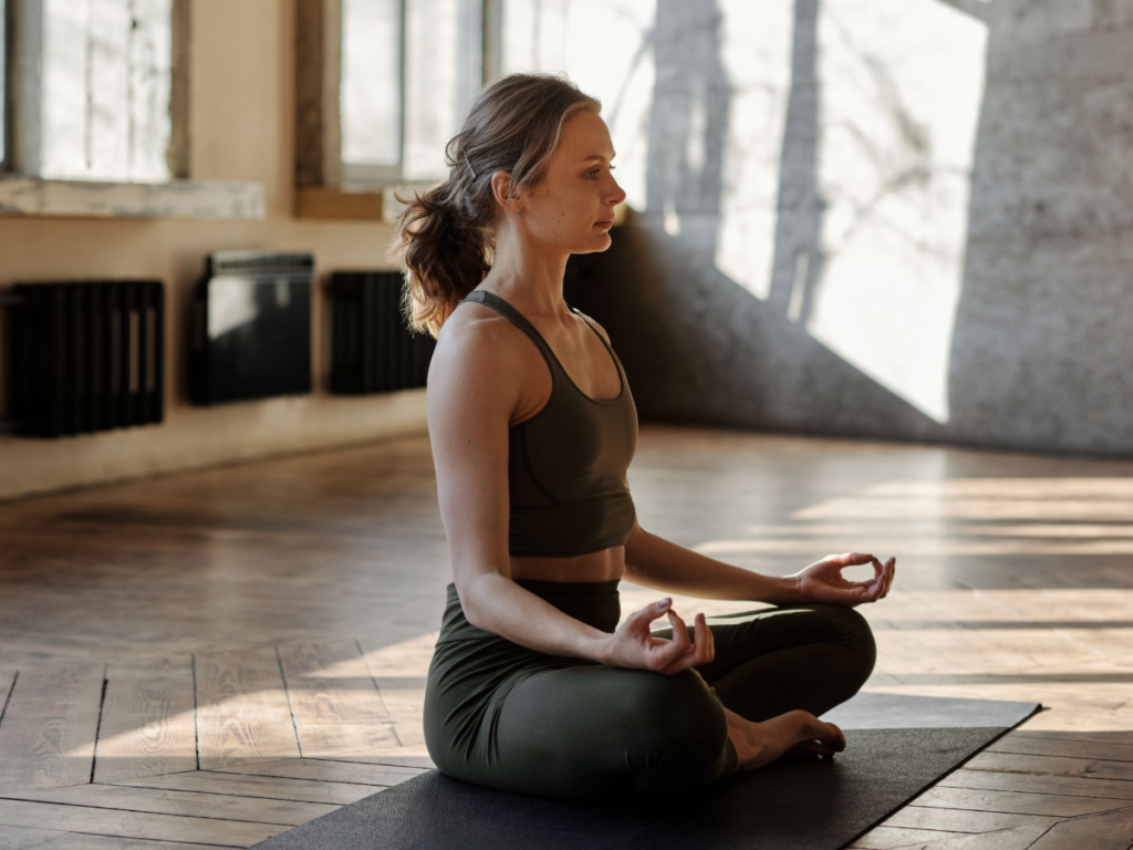 Woman meditates